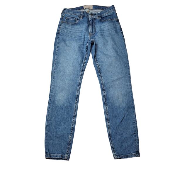 Everlane Skinny Tapered Ankle Crop Jeans Medium Wash Button Zip Mid Rise 26 - Picture 1 of 8